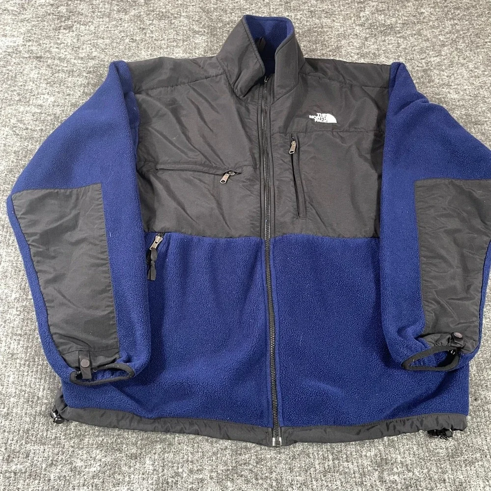 The North Face Denali Jacket Mens XL Blue Black Fleece‎ Full Zip Outdoor Hiking